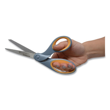 Westcott® Titanium Bonded Scissors, 8" Long, 3.5" Cut Length, Gray-yellow Offset Handle freeshipping - TVN Wholesale